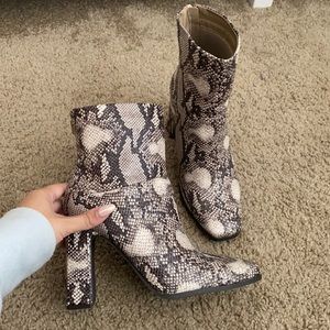 Nude Snake Print Booties